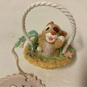 2001 Hallmark Keepsake Ornament Figurine Bashful Bunny in Easter Basket